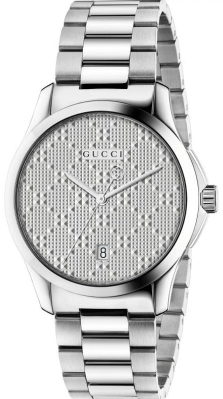  Shop Authentic Gucci G Timeless Quartz Silver Dial Silver Steel Strap Watch For Women - YA126459 - Luxxuri