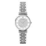  Shop Authentic Emporio Armani Gianni T Bar White Crystal Pave Dial Silver Stainless Steel Strap Watch For Women - AR1925 - Luxxuri