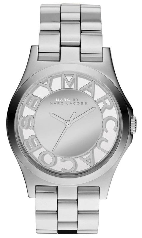  Shop Authentic Marc Jacobs Henry Transparent Silver Dial Silver Steel Strap Watch for Women - MBM3205 - Luxxuri