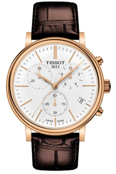  Shop Authentic Tissot Carson Premium Chronograph White Dial Brown Leather Strap Watch For Men - T122.417.36.011.00 - Luxxuri