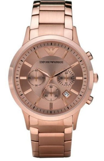  Shop Authentic Emporio Armani Classic Rose Gold Chronograph Steel Strap Watch For Men - AR2452 - Luxxuri