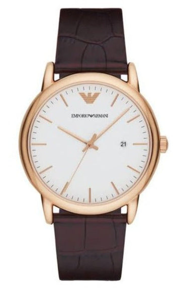  Shop Authentic Emporio Armani Luigi White Dial Brown Leather Strap Watch For Men - AR2502 - Luxxuri