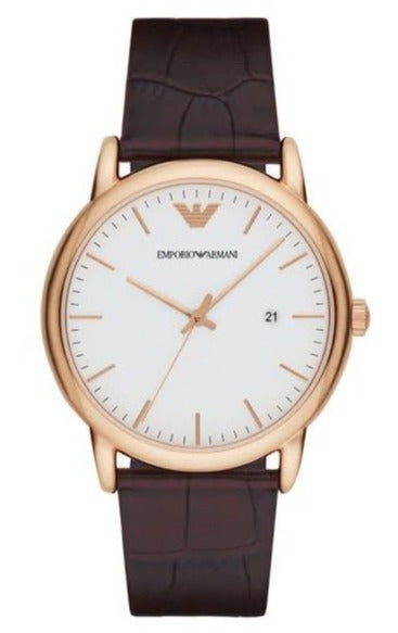  Shop Authentic Emporio Armani Luigi White Dial Brown Leather Strap Watch For Men - AR2502 - Luxxuri