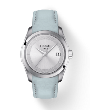  Shop Authentic Tissot T Classic Couturier Silver Dial Light Blue Leather Strap Watch For Women - T035.210.16.031.02 - Luxxuri