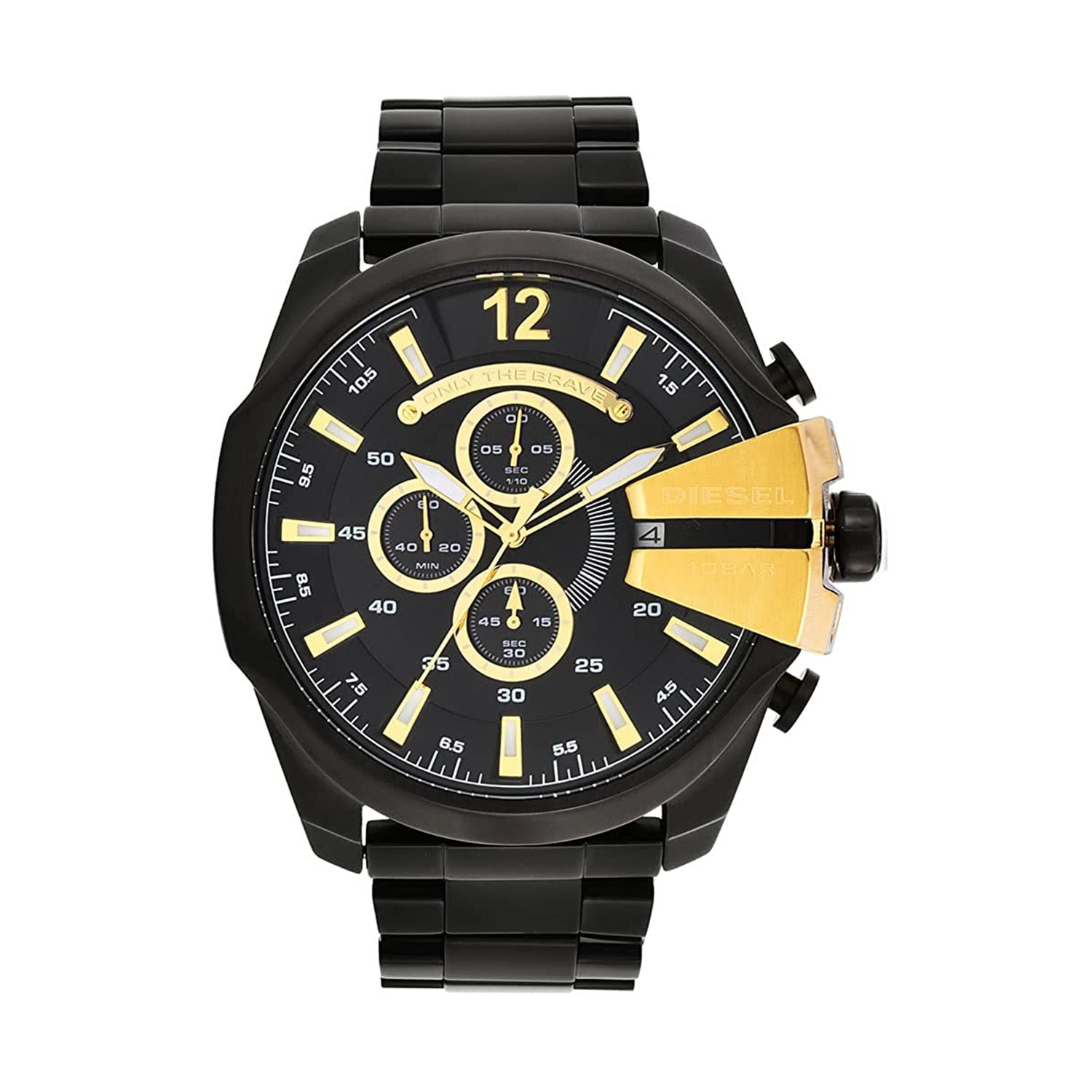  Shop Authentic Diesel Mega Chief Chronograph Black Dial Black Steel Strap Watch For Men - DZ4338 - Luxxuri