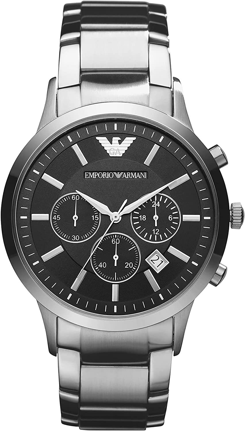  Shop Authentic Emporio Armani Classic Chronograph Black Dial Silver Steel Strap Watch For Men - AR2434 - Luxxuri