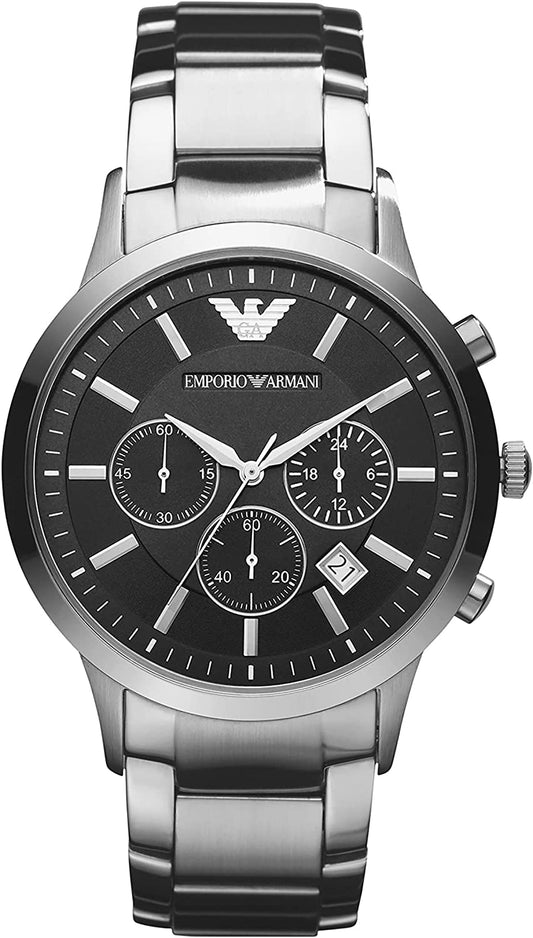  Shop Authentic Emporio Armani Classic Chronograph Black Dial Silver Steel Strap Watch For Men - AR2434 - Luxxuri