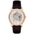  Shop Authentic Emporio Armani Meccanico Silver Skeleton Dial Brown Leather Strap Watch For Men - AR1983 - Luxxuri