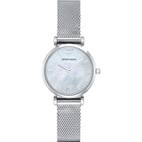  Shop Authentic Emporio Armani Gianni T Bar Mother of Pearl Dial Silver Steel Strap Watch For Women - AR1955 - Luxxuri
