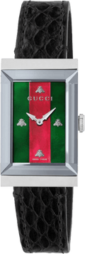  Shop Authentic Gucci G-Frame Mother of Pearl Green & Red Dial Black Leather Strap Watch For Women - YA147403 - Luxxuri