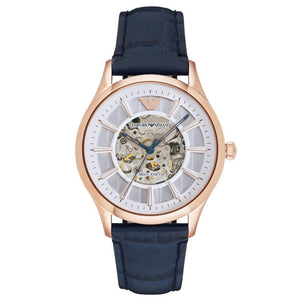  Shop Authentic Emporio Armani Meccanico Automatic White Dial Blue Leather Strap Watch For Men - AR1947 - Luxxuri