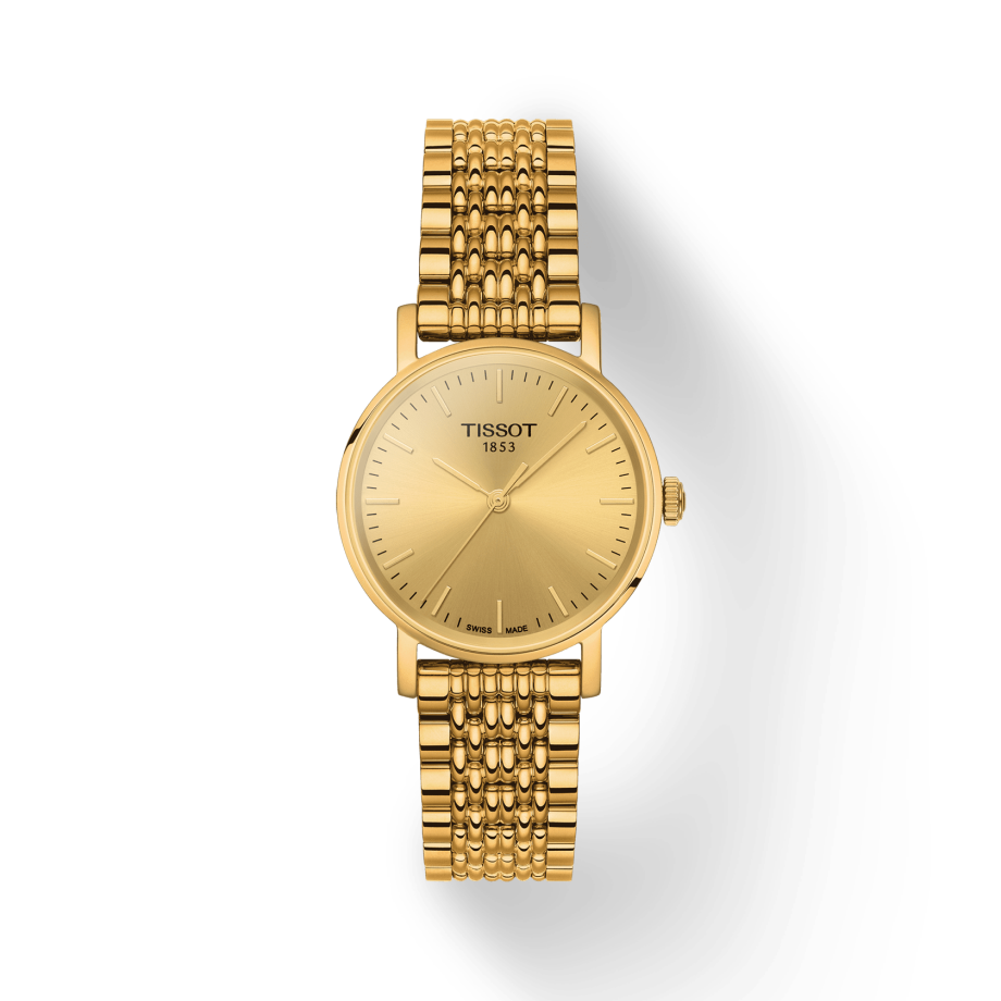  Shop Authentic Tissot T Classic Everytime Desire Small Gold Dial Gold Mesh Bracelet Watch For Women - T109.210.33.021.00 - Luxxuri