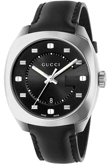  Shop Authentic Gucci GG2570 Quartz Black Dial Black Leather Strap Watch For Men - YA142307 - Luxxuri