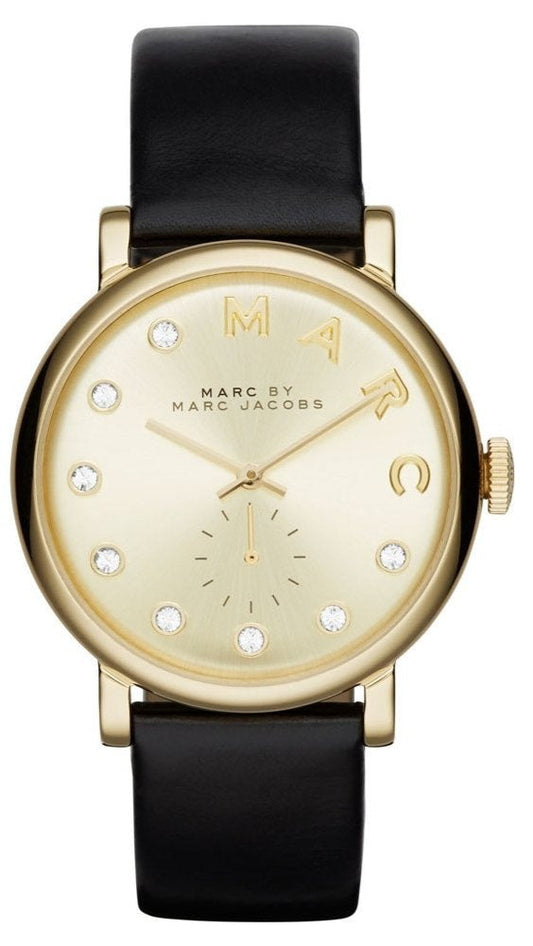  Shop Authentic Marc Jacobs Baker Gold Dial Black Leather Strap Watch for Women - MBM1399 - Luxxuri