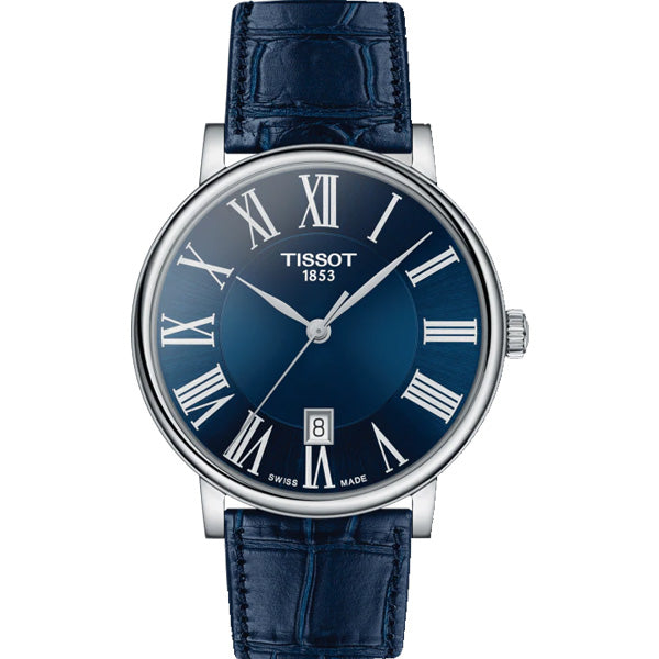 Tissot Carson Premium Blue Dial Blue Leather Strap Watch For Men - T122.410.16.043.00