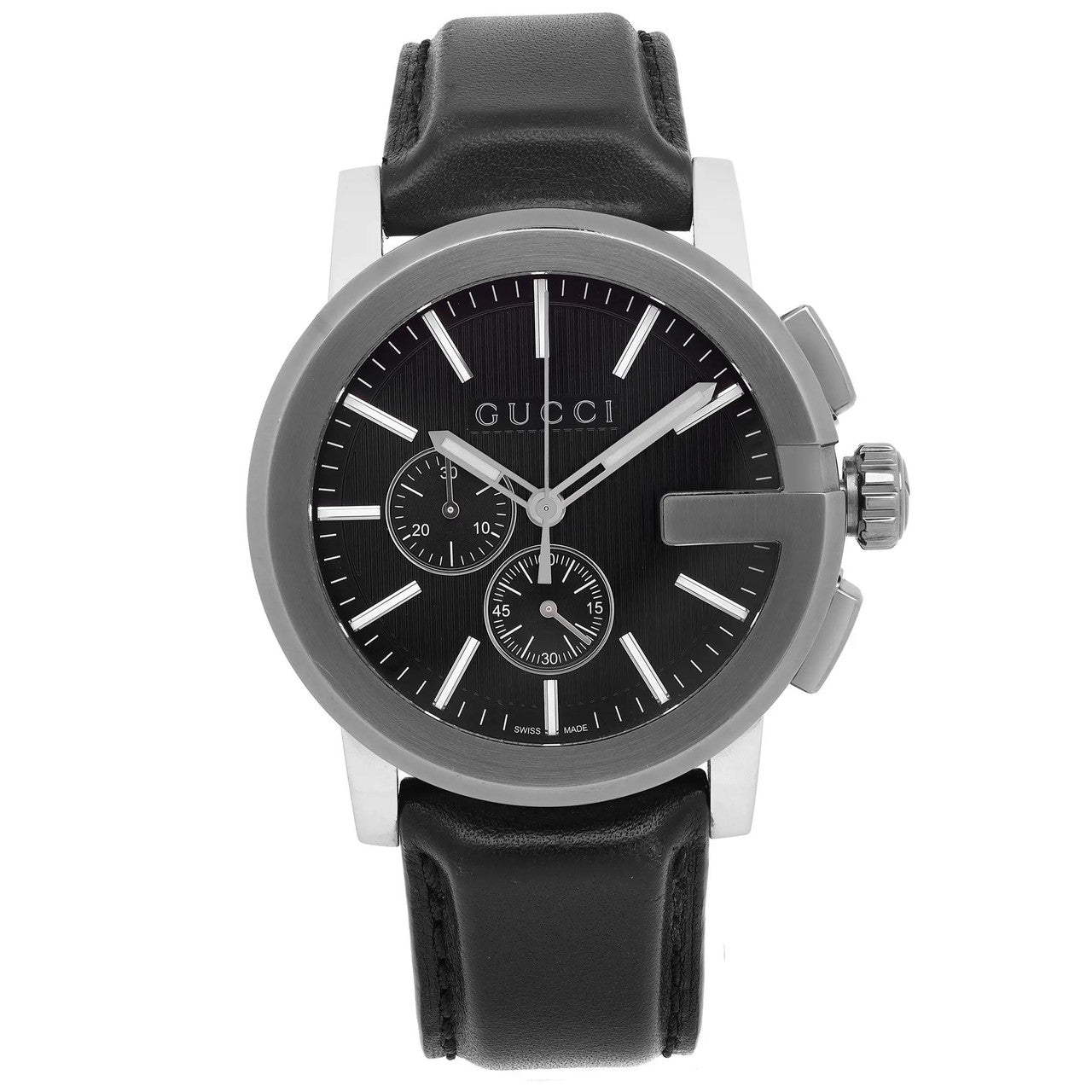  Shop Authentic Gucci G Chrono Black Dial Black Leather Strap Watch For Men - YA101205 - Luxxuri