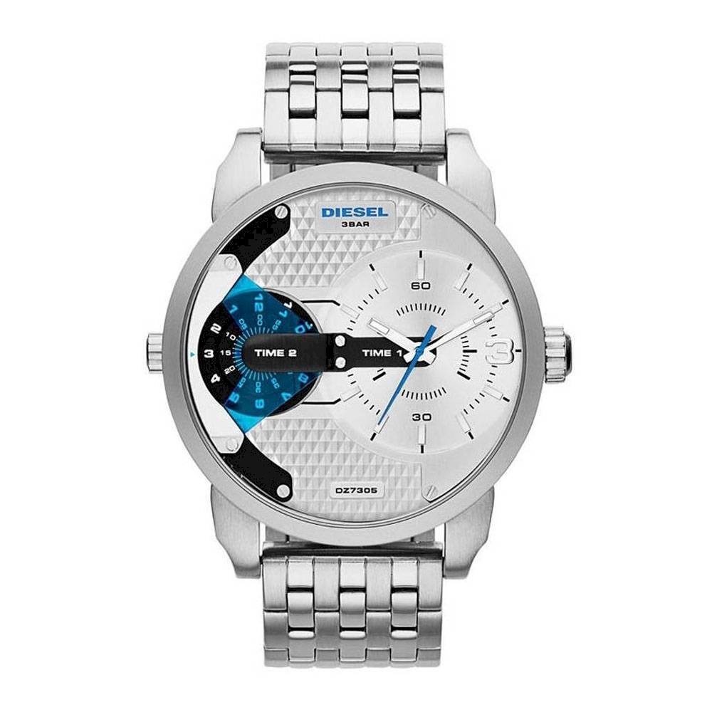  Shop Authentic Diesel Mini Daddy Dual Time Silver Dial Stainless Steel Watch For Men - DZ7305 - Luxxuri