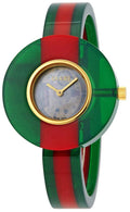  Shop Authentic Gucci Vintage Web Mother of Pearl Dial Two Tone Plastic Strap Watch For Women - YA143403 - Luxxuri