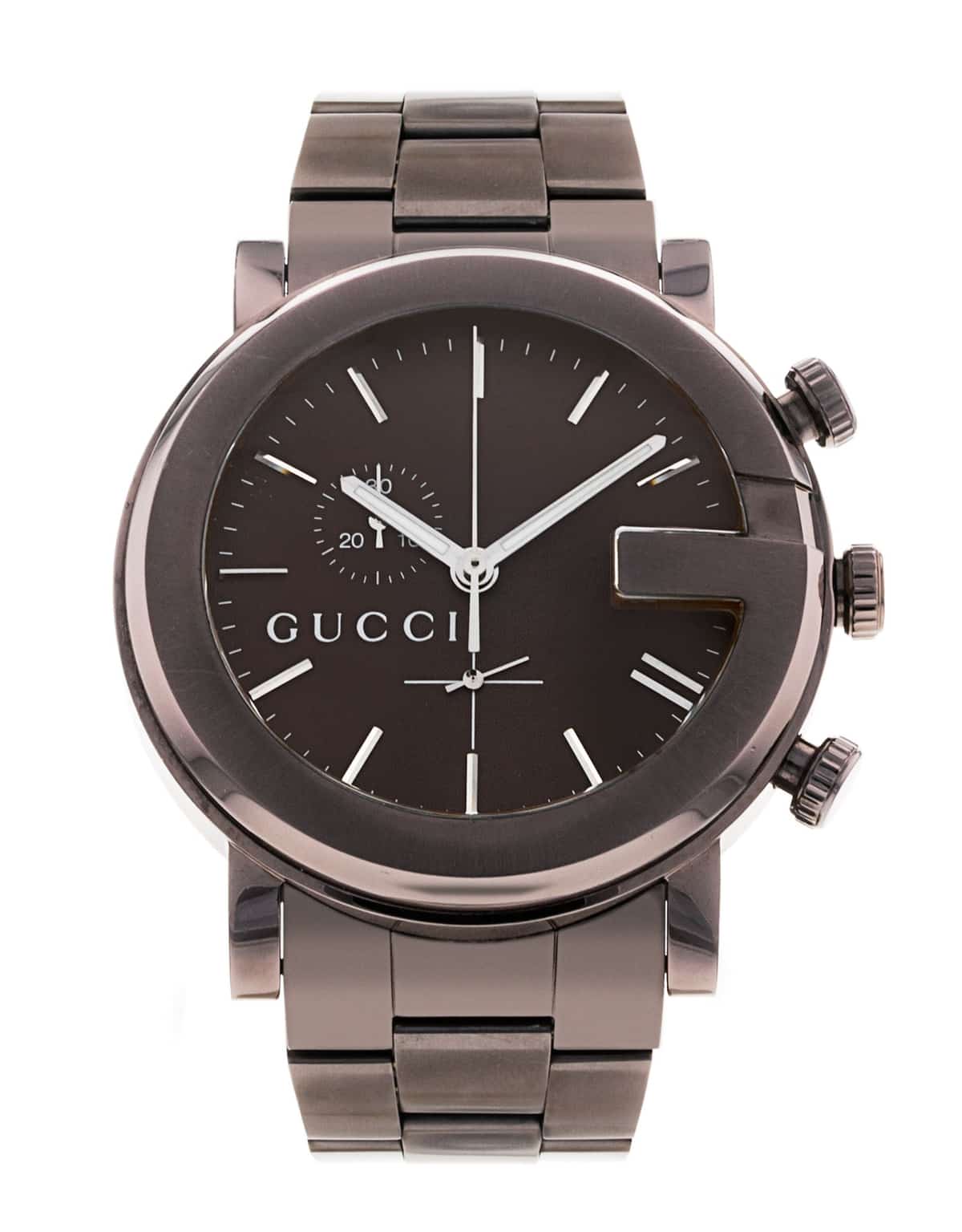  Shop Authentic Gucci G Chrono Brown Dial Brown Steel Strap Watch For Men - YA101341 - Luxxuri