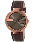  Shop Authentic Gucci Interlocking Iconic Brown Dial Brown Leather Strap Watch For Women - YA133207 - Luxxuri