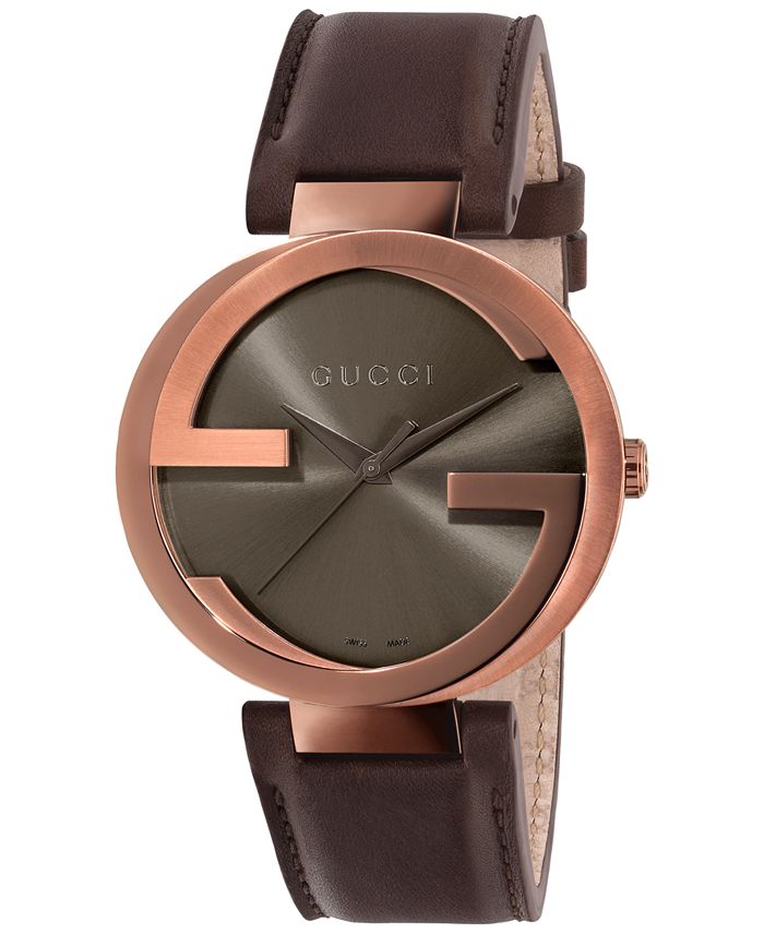  Shop Authentic Gucci Interlocking Iconic Brown Dial Brown Leather Strap Watch For Women - YA133207 - Luxxuri