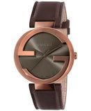  Shop Authentic Gucci Interlocking Iconic Brown Dial Brown Leather Strap Watch For Women - YA133207 - Luxxuri