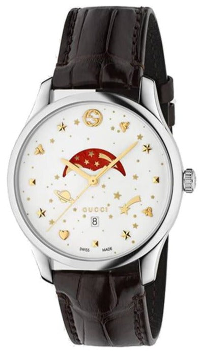 Shop Authentic Gucci G-Timeless Sapphire Crystal White Dial Black Leather Strap Unisex Watch - YA126325 - Luxxuri