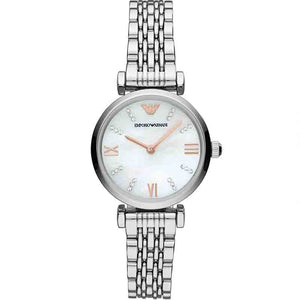  Shop Authentic Emporio Armani Donna Mother of Pearl Dial Silver Steel Strap Watch For Women - AR11204 - Luxxuri