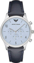  Shop Authentic Emporio Armani Chronograph Blue Dial Blue Leather Strap Watch For Men - AR1889 - Luxxuri