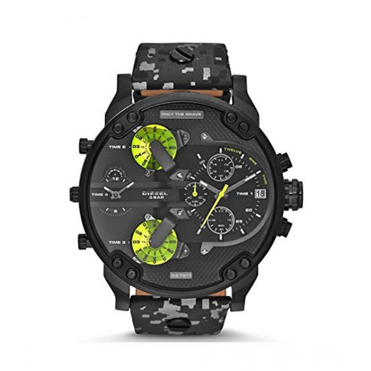  Shop Authentic Diesel Big Daddy Chronograph Black Dial Black Leather Strap Watch For Men - DZ7311 - Luxxuri