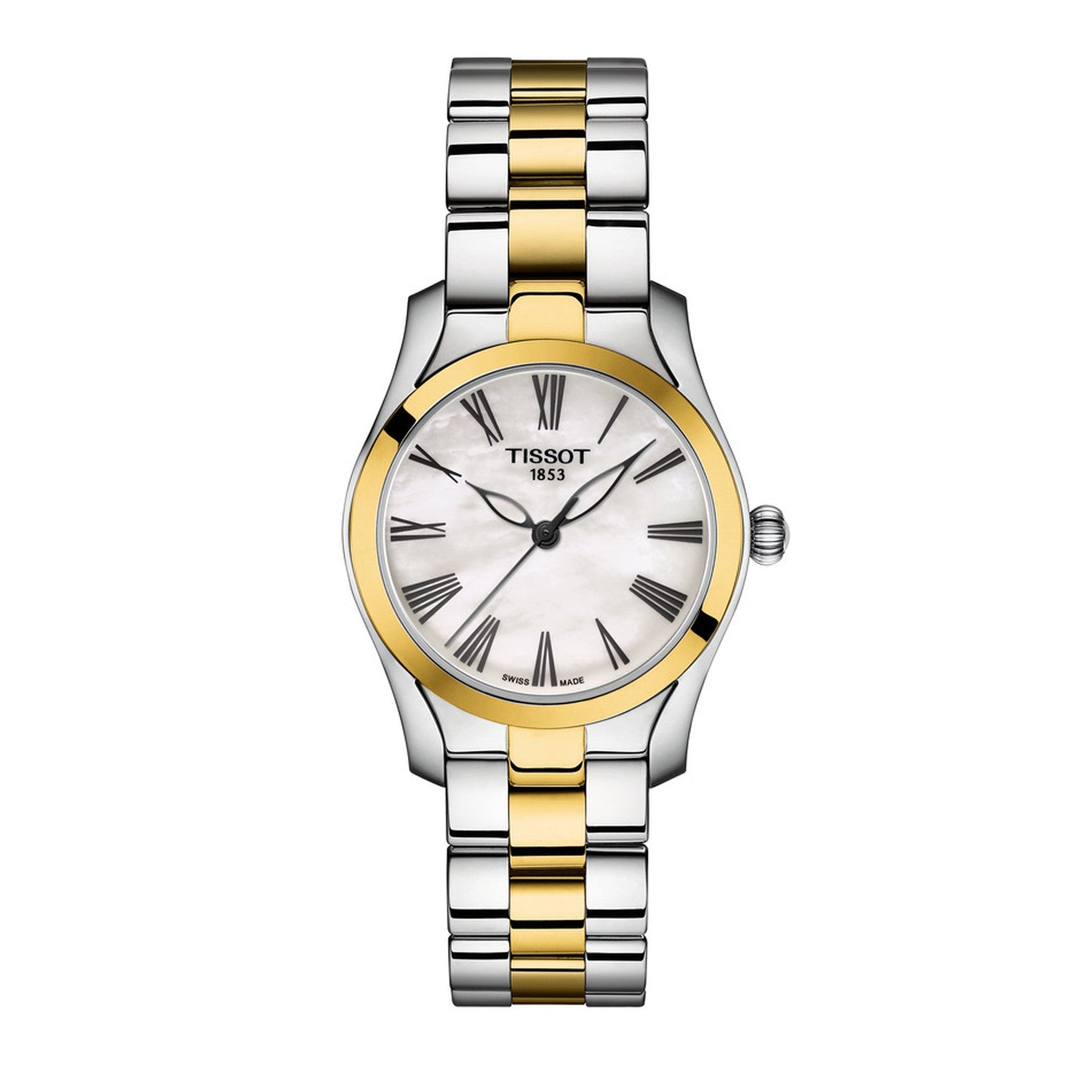 Tissot T Wave Lady White Mother of Pearl Dial Two Tone Steel Strap Watch For Women - T112. 210. 22. 113. 00
