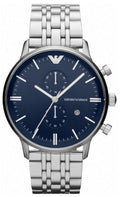 Emporio Armani Gianni Chronograph Blue Dial Silver Steel Strap Watch For Men - AR1648