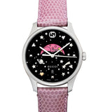  Shop Authentic Gucci G-Timeless Moonphase Black Dial Pink Leather Strap Watch For Women - YA1264046 - Luxxuri