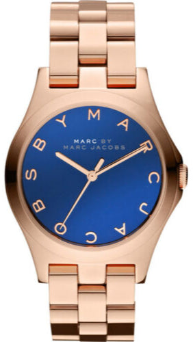  Shop Authentic Marc Jacobs Henry Blue Dial Rose Gold Steel Strap Watch for Women - MBM3213 - Luxxuri