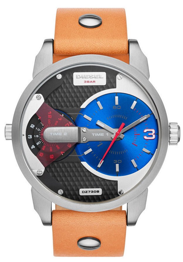  Shop Authentic Diesel Mini Daddy Blue & Black Dial Brown Leather Strap Watch For Men - DZ7308 - Luxxuri