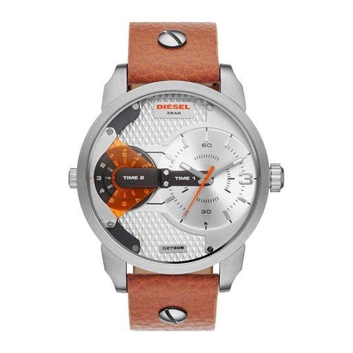  Shop Authentic Diesel Mini Daddy Silver Dial Brown Leather Strap Watch For Men - DZ7309 - Luxxuri