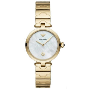  Shop Authentic Emporio Armani Arianna Mother of Pearl Dial Gold Steel Strap Watch For Women - AR11198 - Luxxuri