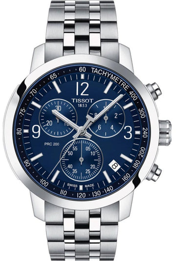  Shop Authentic Tissot PRC 200 Chronograph Quartz Blue Dial Silver Steel Strap Watch For Men - T114.417.11.047.00 - Luxxuri