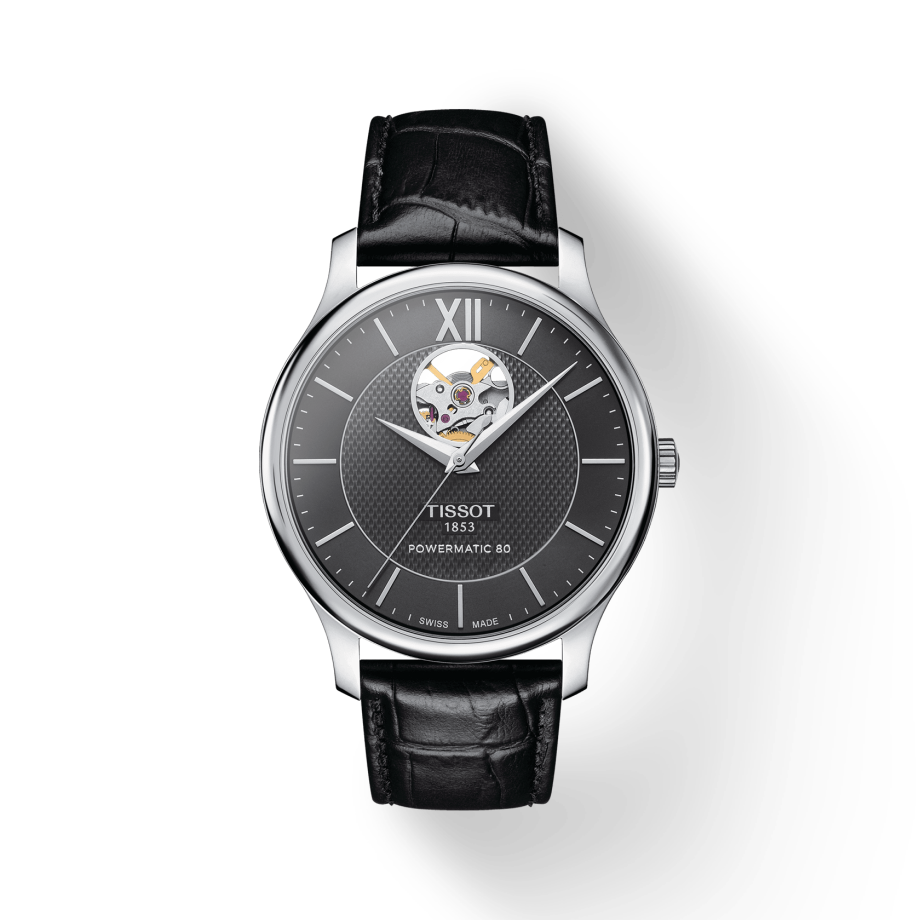 Tissot Tradition Powermatic 80 Open Heart Automatic Watch For Men - T063.907.16.058.00