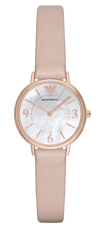  Shop Authentic Emporio Armani Kappa White Mother of Pearl Dial Pink Leather Strap Watch For Women - AR2512 - Luxxuri