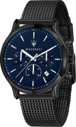  Shop Authentic Maserati Epoca Black Edition Blue Dial Black Mesh Bracelet Watch For Men - R8873618008 - Luxxuri