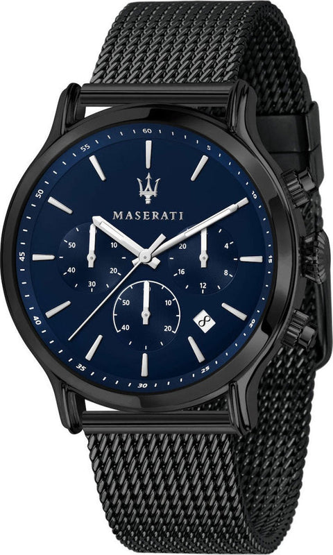  Shop Authentic Maserati Epoca Black Edition Blue Dial Black Mesh Bracelet Watch For Men - R8873618008 - Luxxuri
