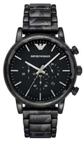  Shop Authentic Emporio Armani Luigi Chronograph Black Dial Black Steep Strap Watch For Men - AR11045 - Luxxuri