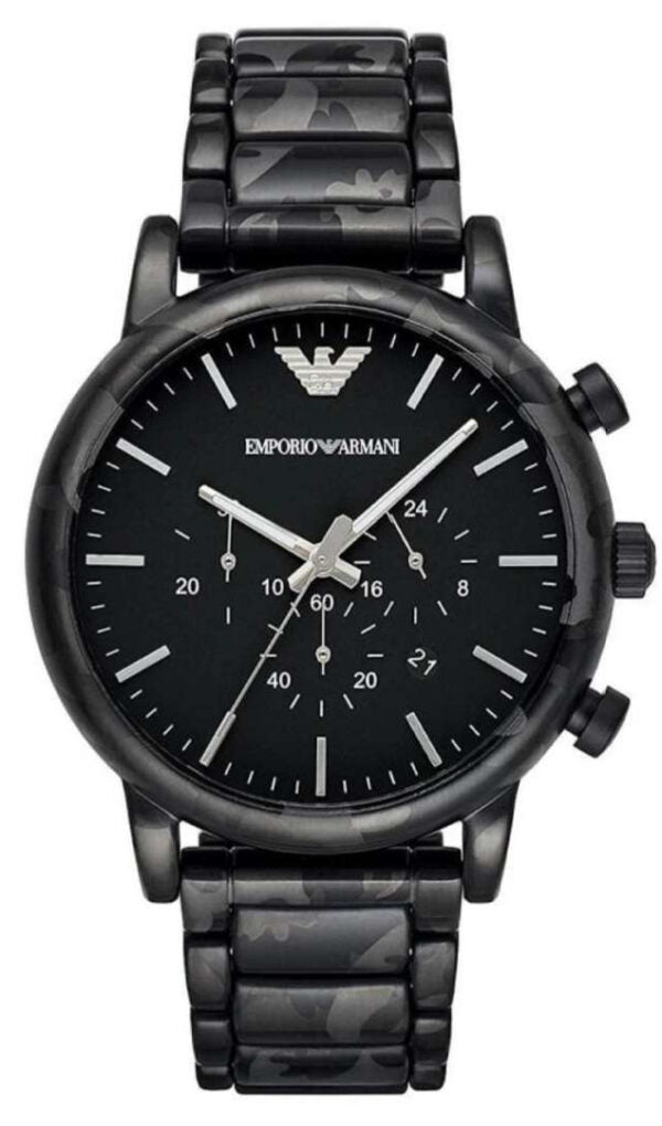  Shop Authentic Emporio Armani Luigi Chronograph Black Dial Black Steep Strap Watch For Men - AR11045 - Luxxuri