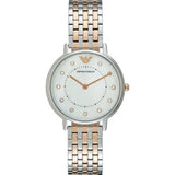  Shop Authentic Emporio Armani Gianni T Bar Mother of Pearl Dial Two Tone Steel Strap Watch For Women - AR2508 - Luxxuri