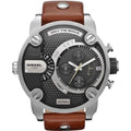  Shop Authentic Diesel SBA Dual Time Black Dial Brown Leather Strap Watch For Men - DZ7264 - Luxxuri