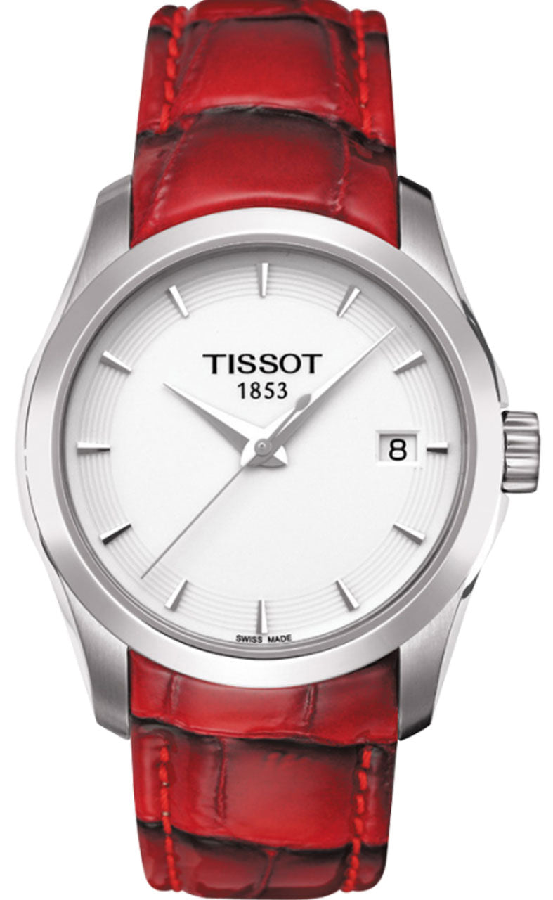  Shop Authentic Tissot Couturier White Dial Red Leather Watch For Women - T035.210.16.011.01 - Luxxuri