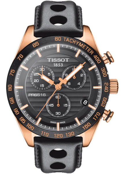  Shop Authentic Tissot PRS 516 Chronograph Black Dial Black Leather Strap Watch For Men - T100.417.36.051.00 - Luxxuri