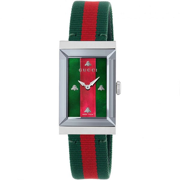  Shop Authentic Gucci G-Frame Mother of Pearl Dial Two Tone Nylon Strap Watch For Women - YA147404 - Luxxuri