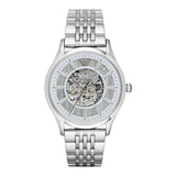 Shop Authentic Emporio Armani Meccanico Skeleton Silver Dial Silver Steel Strap Watch For Men - AR1945 - Luxxuri